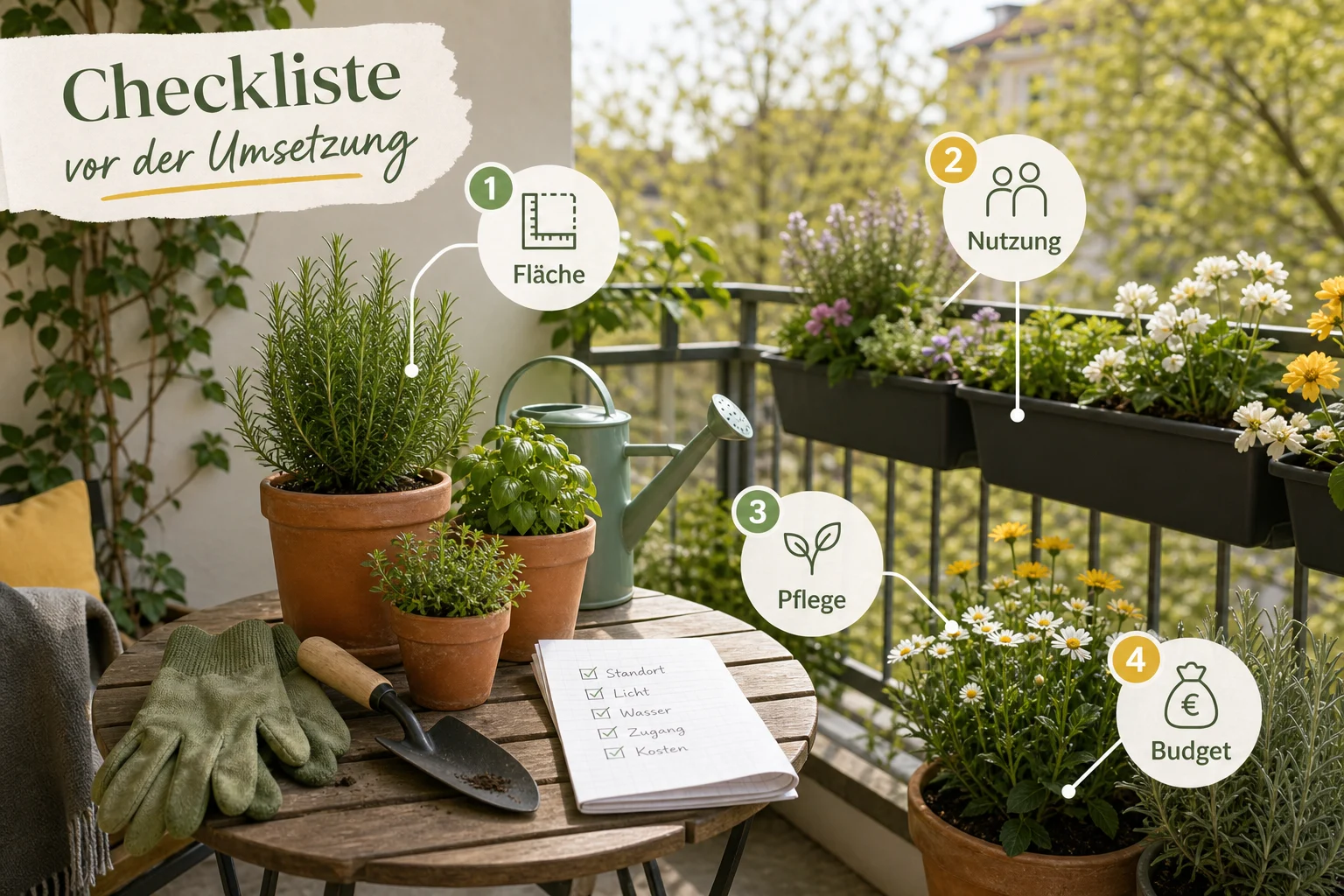 Infografik: Checkliste vor der Umsetzung - Garten Frühling Checkliste Arbeiten: praktische Checkliste
