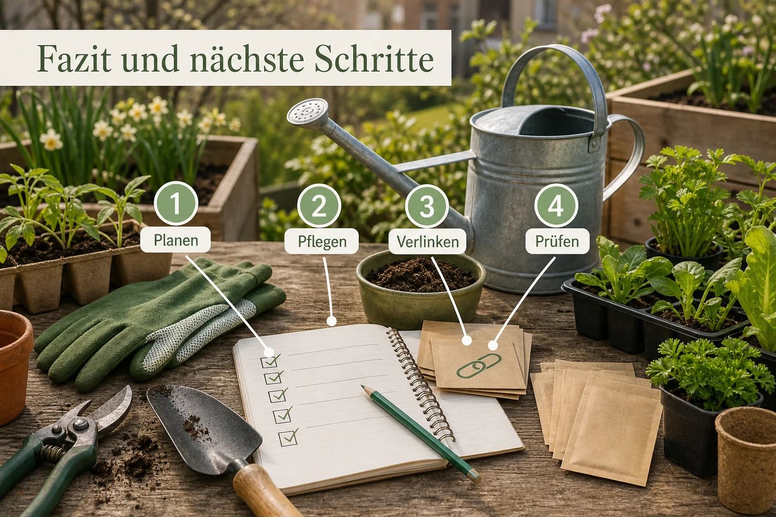 Infografik: Fazit und nächste Schritte - Garten Frühling Checkliste Arbeiten: praktische Checkliste