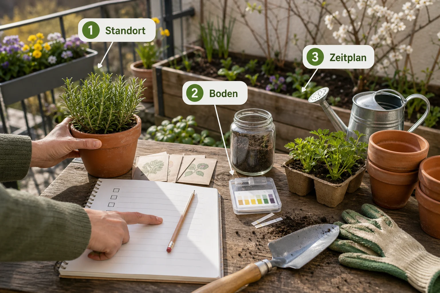 Infografik: Voraussetzungen, Standort und richtige Planung - Garten Frühling Vorbereiten Checkliste: praktische Checkliste