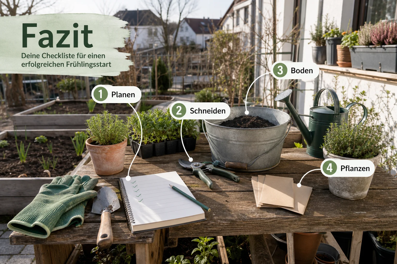Infografik: Fazit - Garten Frühling Vorbereiten Checkliste: praktische Checkliste