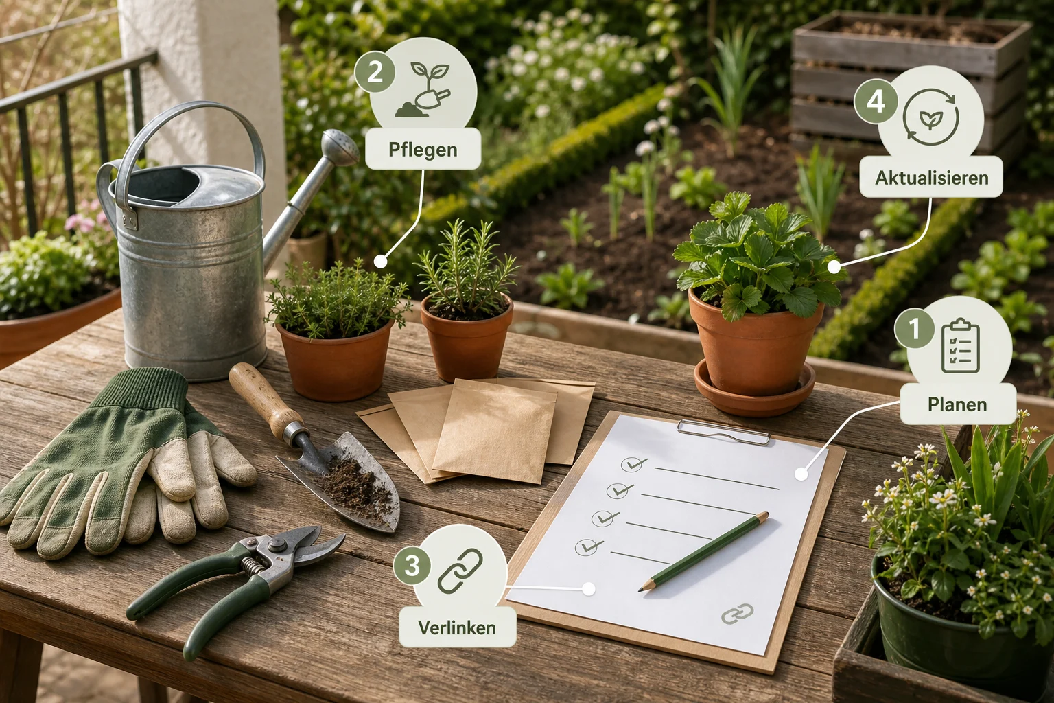 Infografik: Fazit und nächste Schritte - Garten Frühling Vorbereiten Checkliste: praktische Checkliste