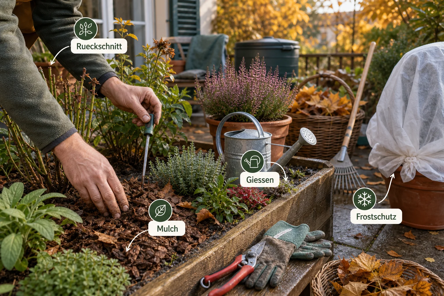 Infografik: Pflege, Timing und saisonale Besonderheiten - Garten Herbst Vorbereiten Checkliste: praktische Checkliste