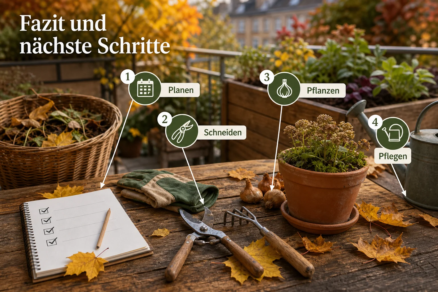 Infografik: Fazit und nächste Schritte - Garten Herbst Vorbereiten Checkliste: praktische Checkliste