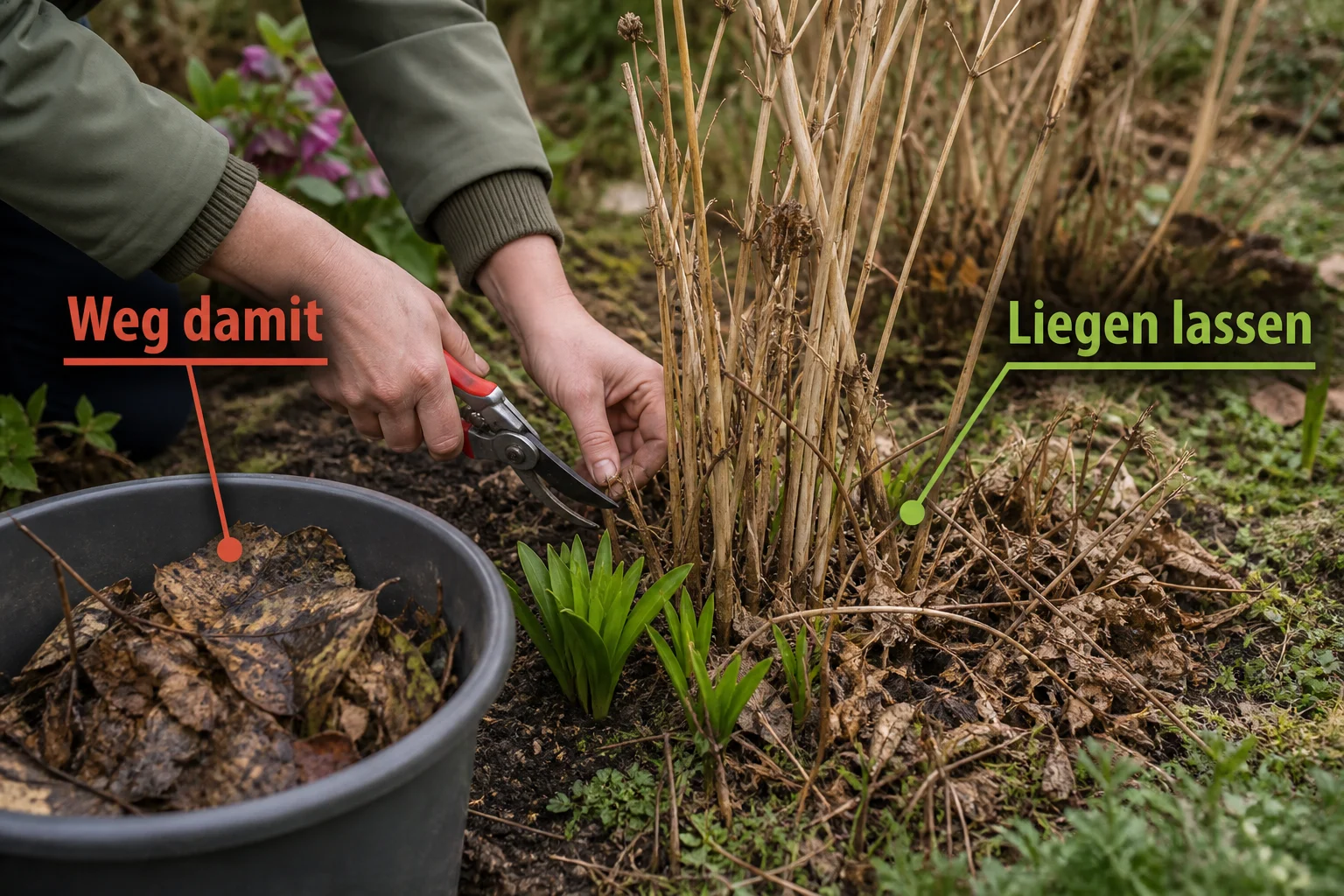 Erklärbild: Was darf im Frühling weg und was sollte noch liegen bleiben? - Garten nach Winter aufräumen: Ratgeber für einen guten Start ins Frühjahr