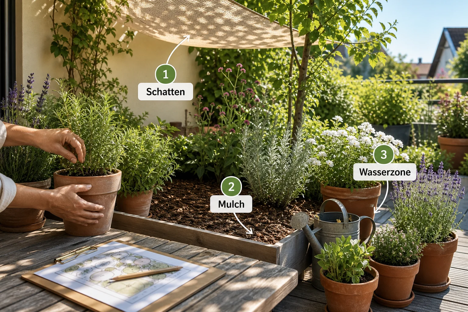 Infografik: Voraussetzungen, Standort und richtige Planung - Garten Sommer Pflege Hitze: Anleitung, Tipps und häufige Fehler