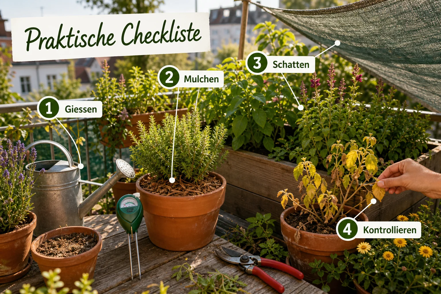 Infografik: Praktische Checkliste - Garten Sommer Pflege Hitze: Anleitung, Tipps und häufige Fehler