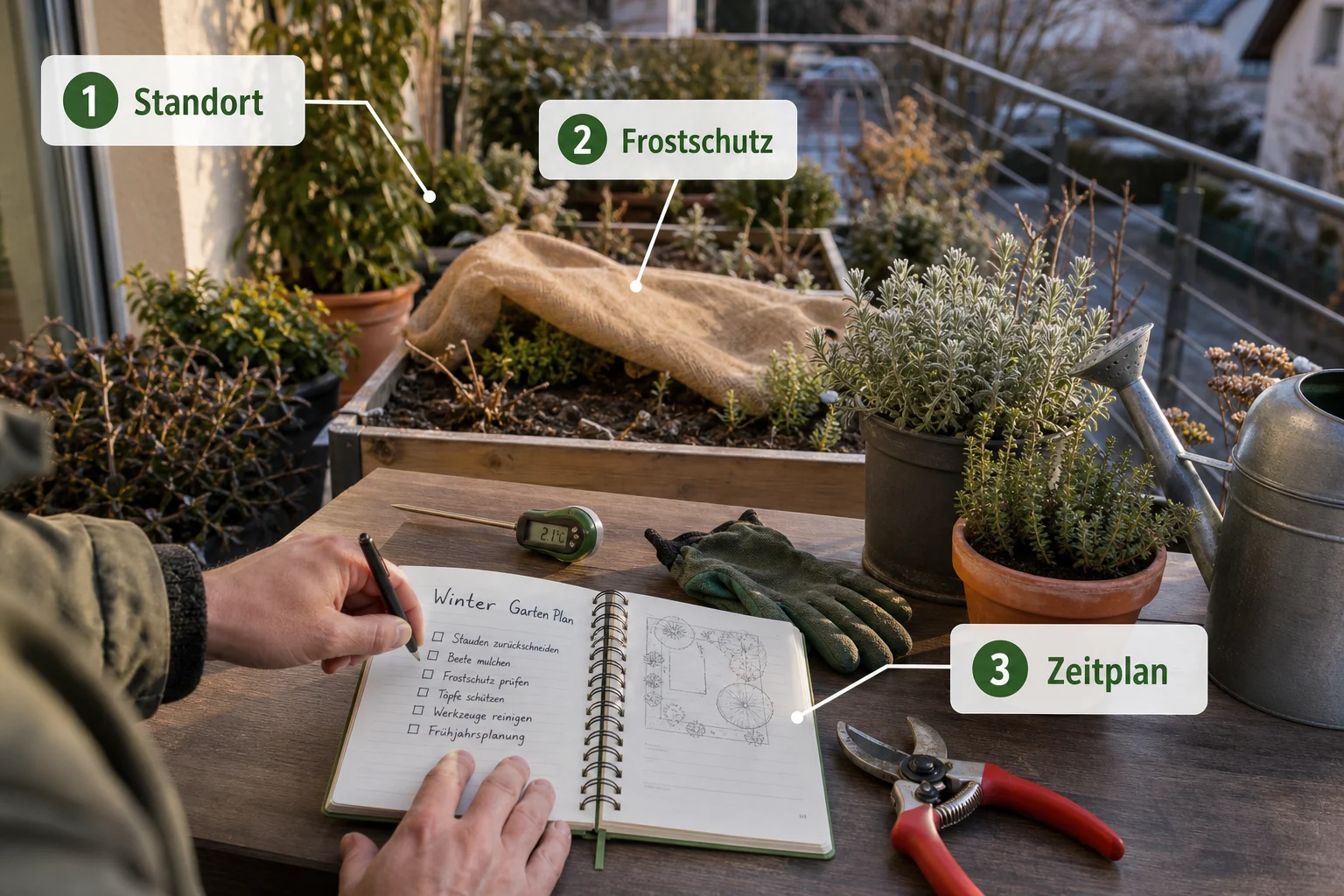 Infografik: Voraussetzungen, Standort und richtige Planung - Garten Winter Arbeiten Erledigen: Anleitung, Tipps und häufige Fehler