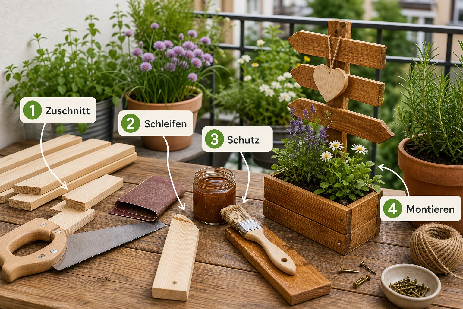 Infografik: Schritt-für-Schritt-Anleitung - Gartendeko Selber Machen Holz: Anleitung, Tipps und häufige Fehler