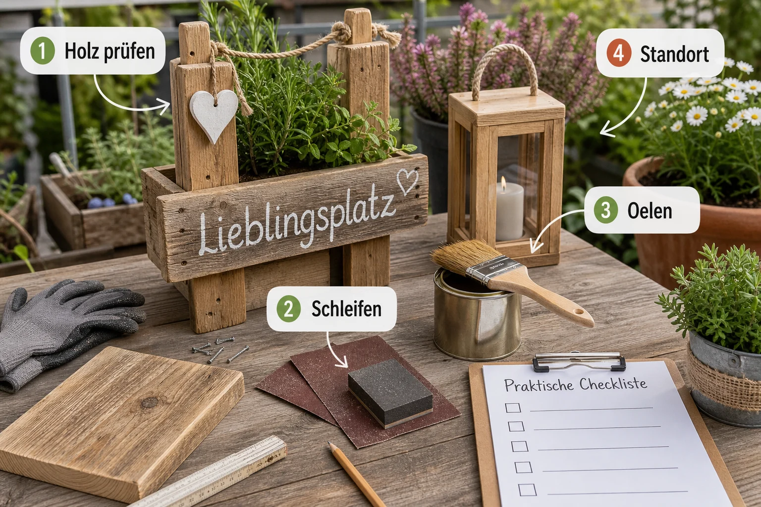 Infografik: Praktische Checkliste - Gartendeko Selber Machen Holz: Anleitung, Tipps und häufige Fehler
