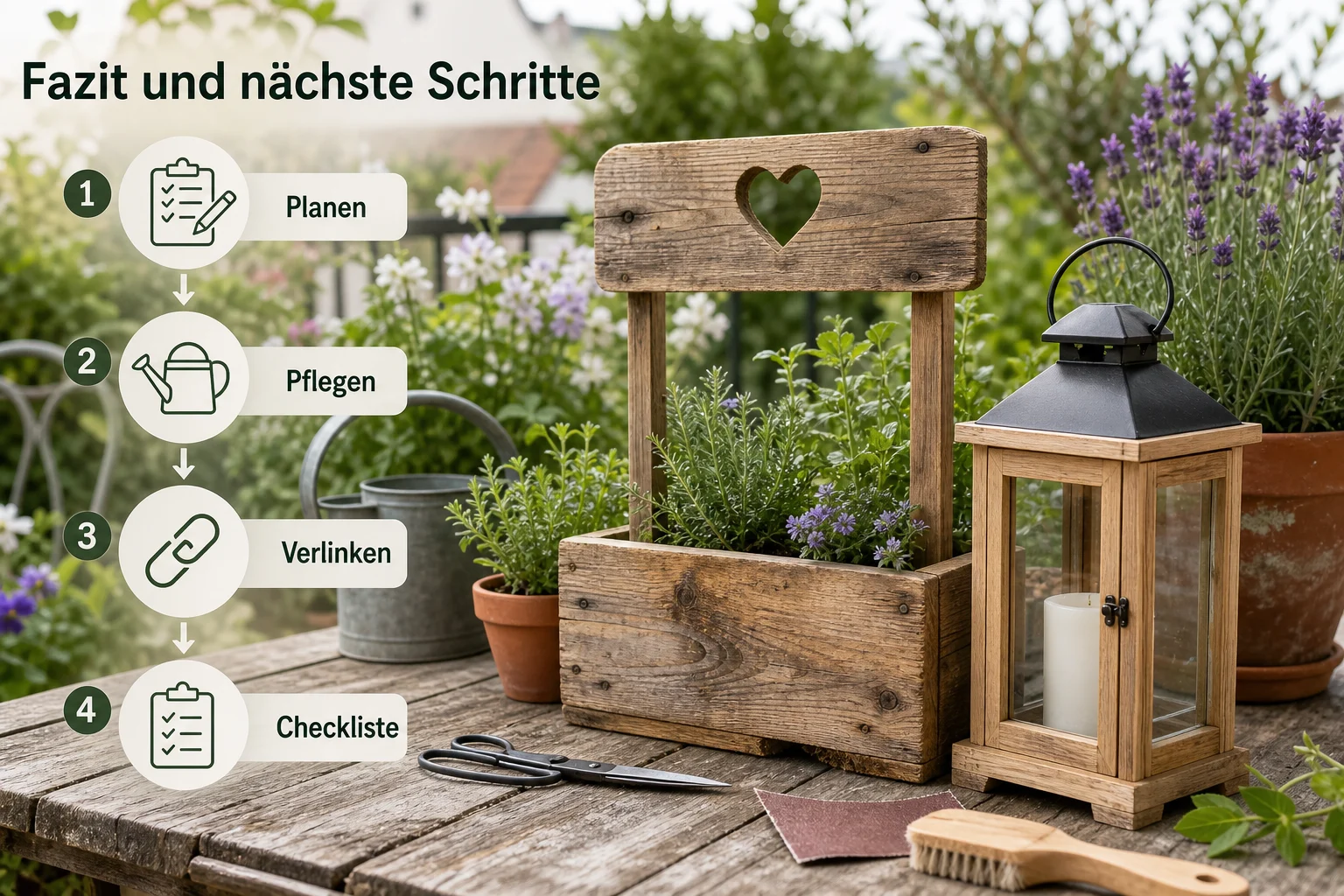 Infografik: Fazit und nächste Schritte - Gartendeko Selber Machen Holz: Anleitung, Tipps und häufige Fehler