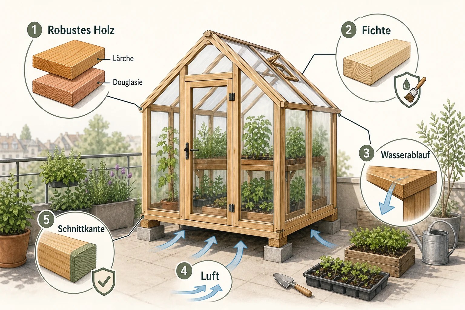 Infografik: Welche Auswahlkriterien gelten für Holzprojekte im kleinen Gewächshausbau? - Gewächshaus Selber Bauen Klein: Anleitung, Tipps und häufige Fehler
