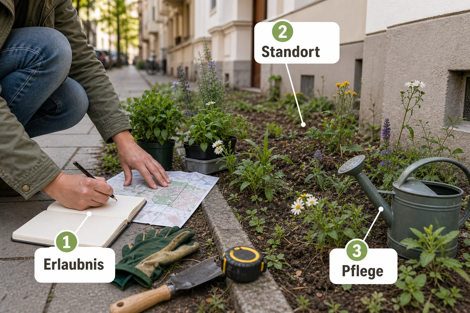 Infografik: Voraussetzungen, Standort und richtige Planung - Guerilla Gardening Deutschland Legal Tipps: Anleitung, Tipps und häufige Fehler