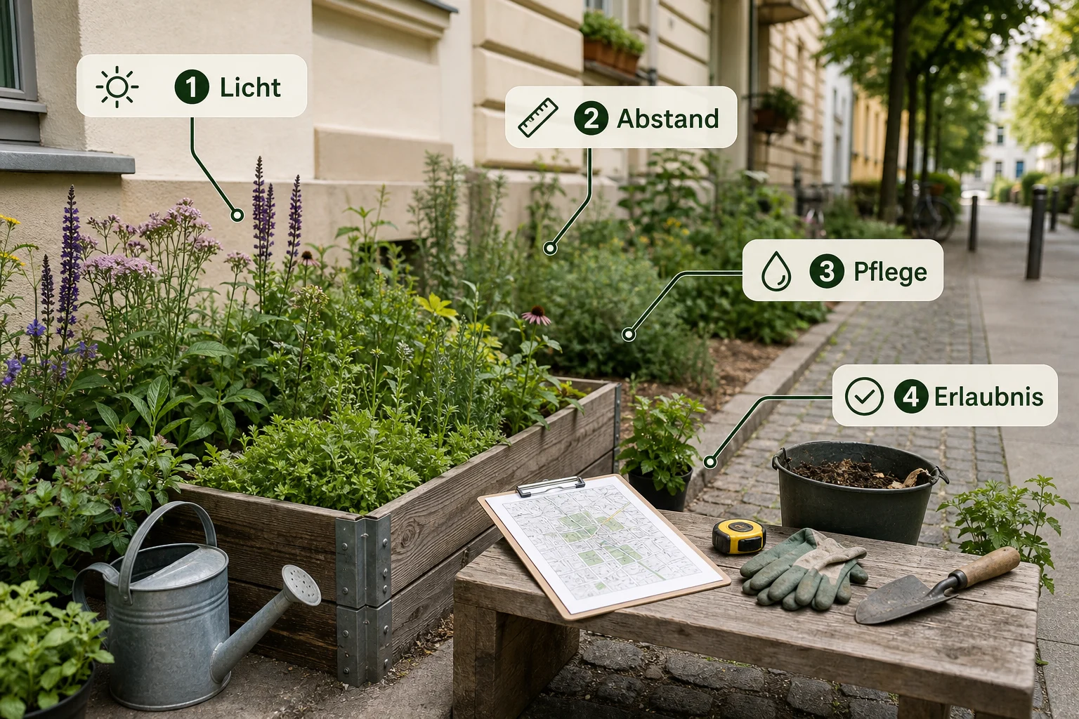 Infografik: Auswahlkriterien für Stadtgarten - Guerilla Gardening Deutschland Legal Tipps: Anleitung, Tipps und häufige Fehler