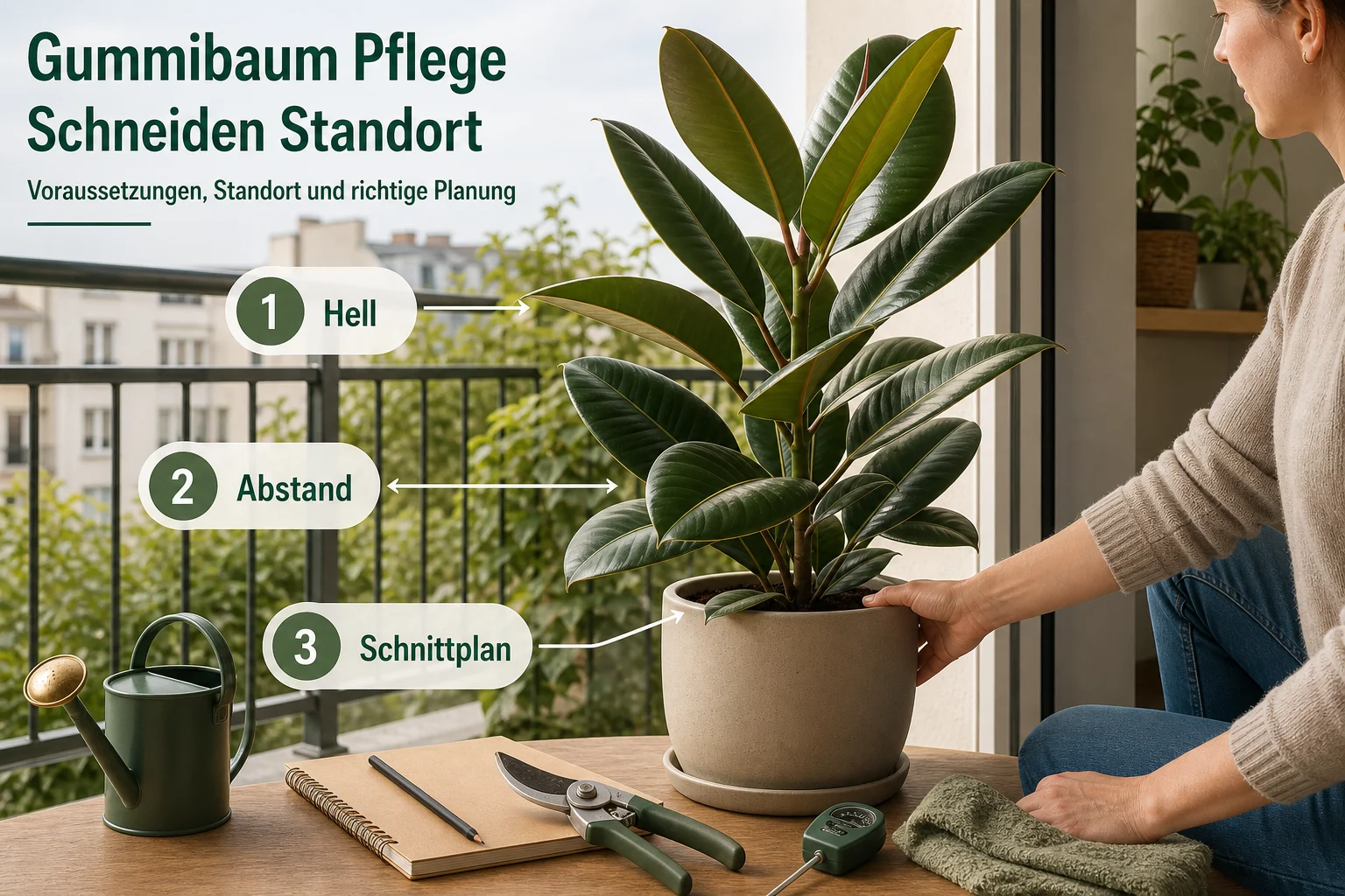 Infografik: Voraussetzungen, Standort und richtige Planung - Gummibaum Pflege Schneiden Standort: Anleitung, Tipps und häufige Fehler