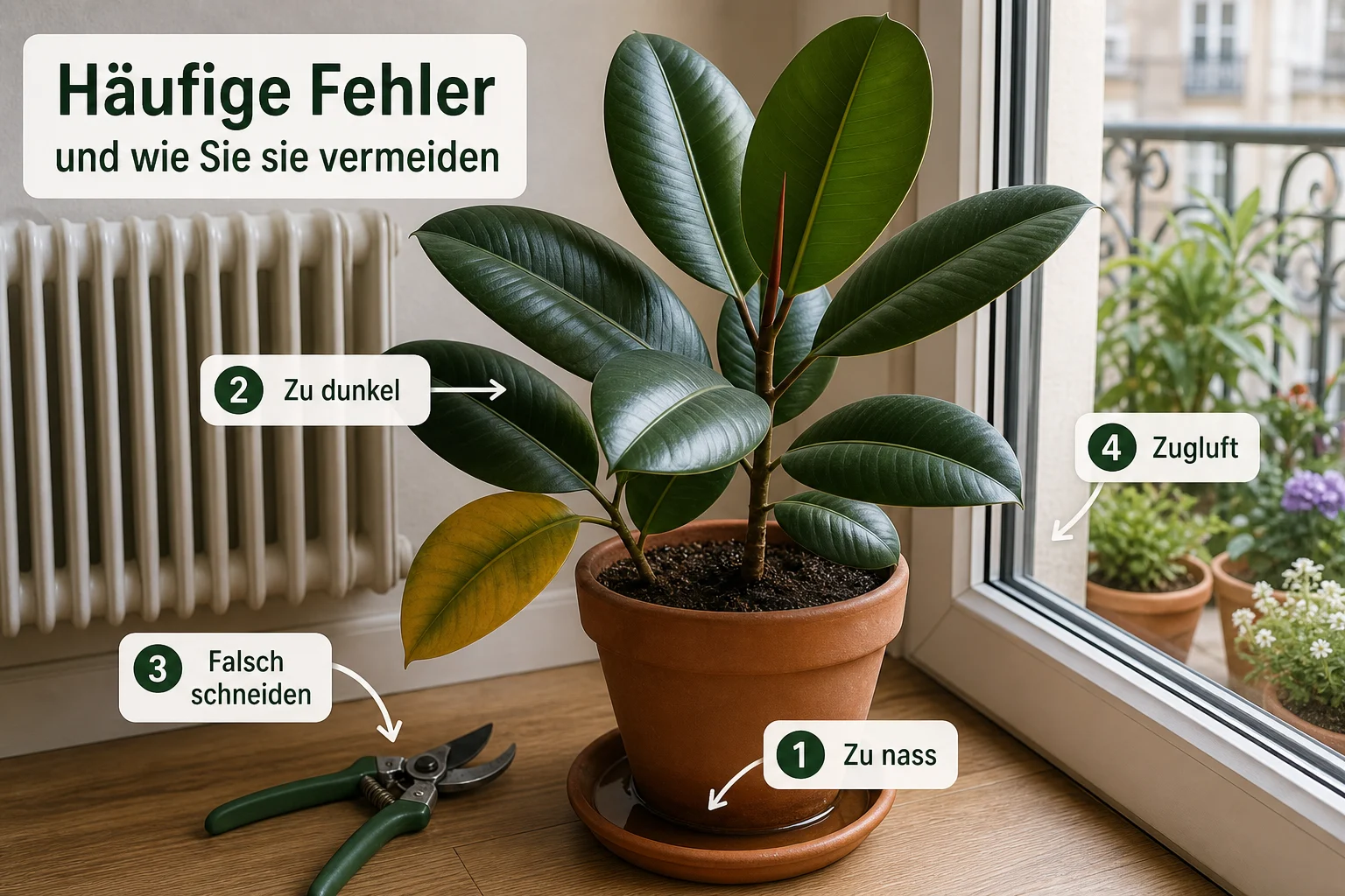Infografik: Häufige Fehler und wie Sie sie vermeiden - Gummibaum Pflege Schneiden Standort: Anleitung, Tipps und häufige Fehler