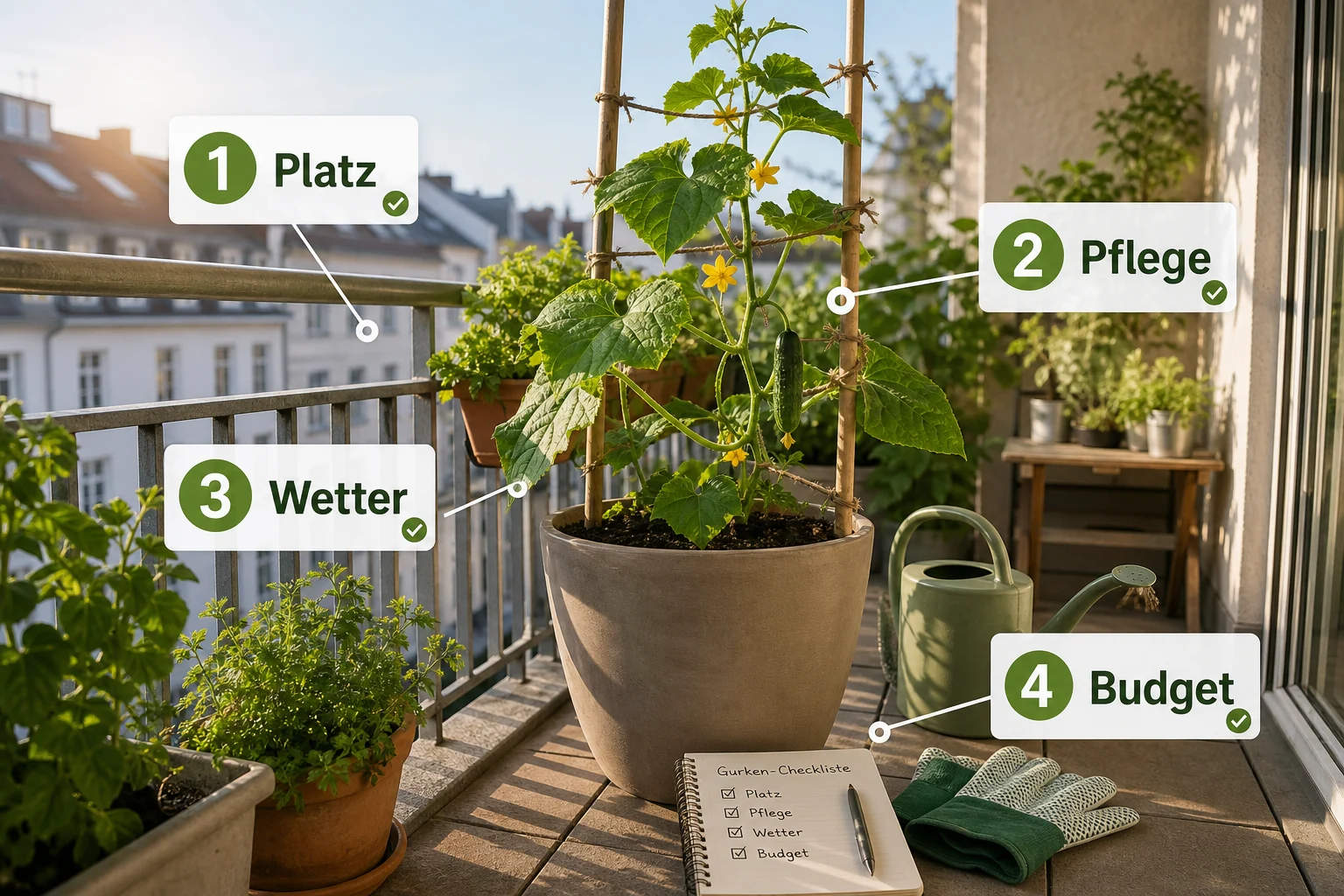 Infografik: Checkliste vor der Umsetzung - Gurken Balkon Anbauen Rankhilfe Topf: Anleitung, Tipps und häufige Fehler