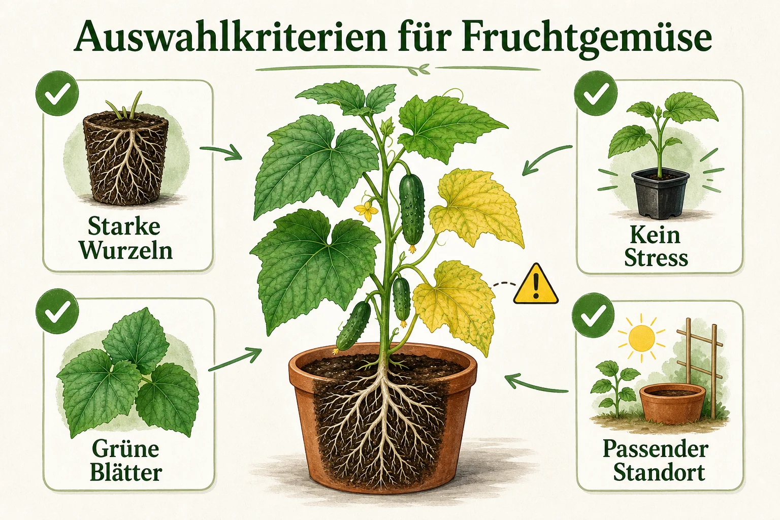 Infografik: Auswahlkriterien für Fruchtgemüse - Gurken Gelbe Blätter Ursachen Beheben: Anleitung, Tipps und häufige Fehler