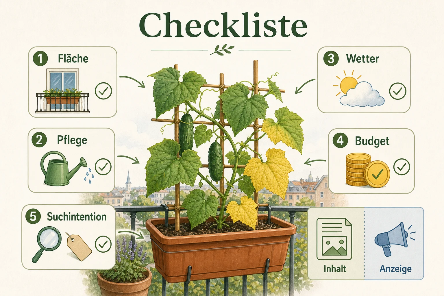 Infografik: Checkliste vor der Umsetzung - Gurken Gelbe Blätter Ursachen Beheben: Anleitung, Tipps und häufige Fehler