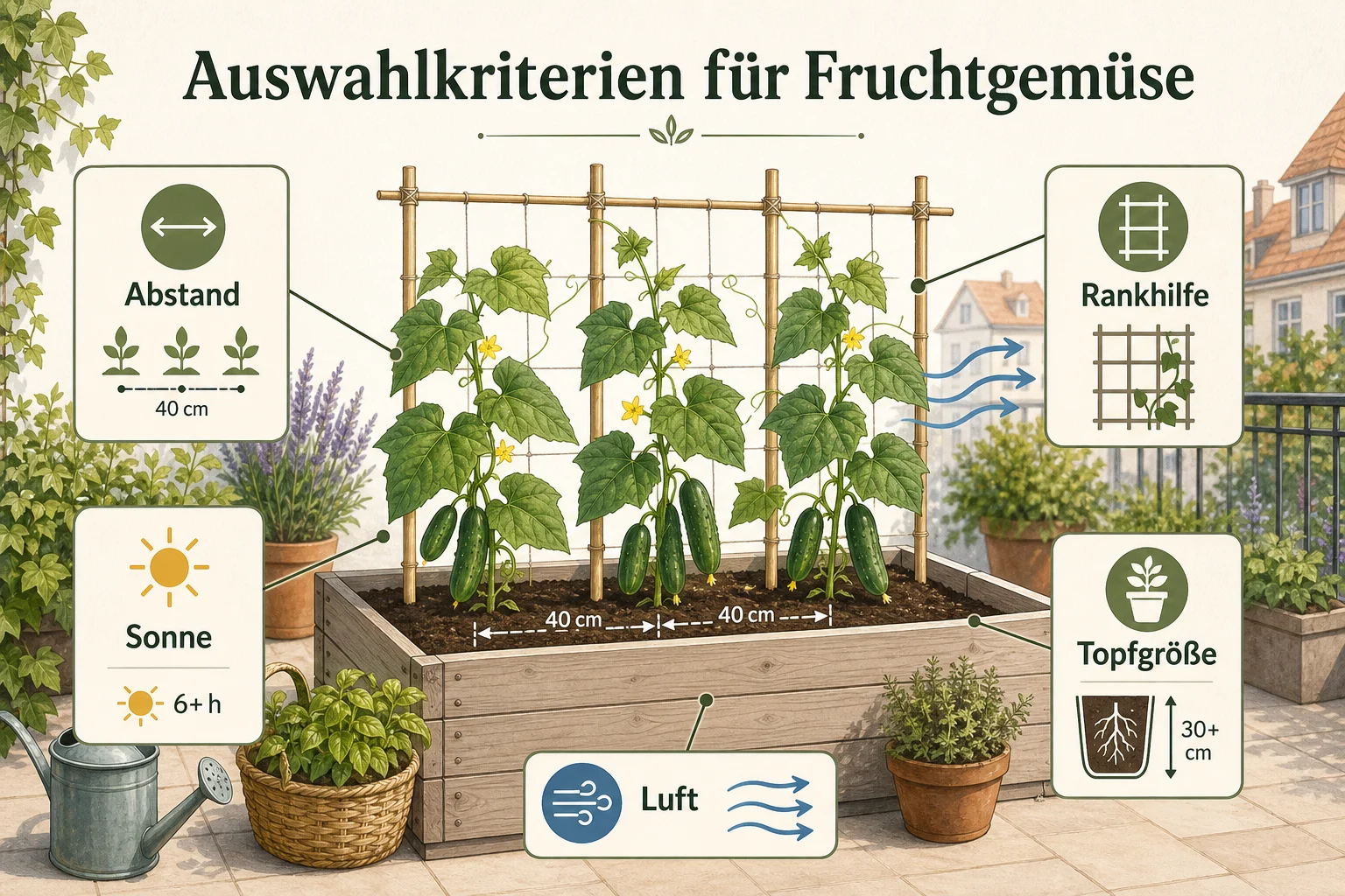 Infografik: Auswahlkriterien für Fruchtgemüse - Gurken Pflanzen Abstand Rankhilfe: Anleitung, Tipps und häufige Fehler