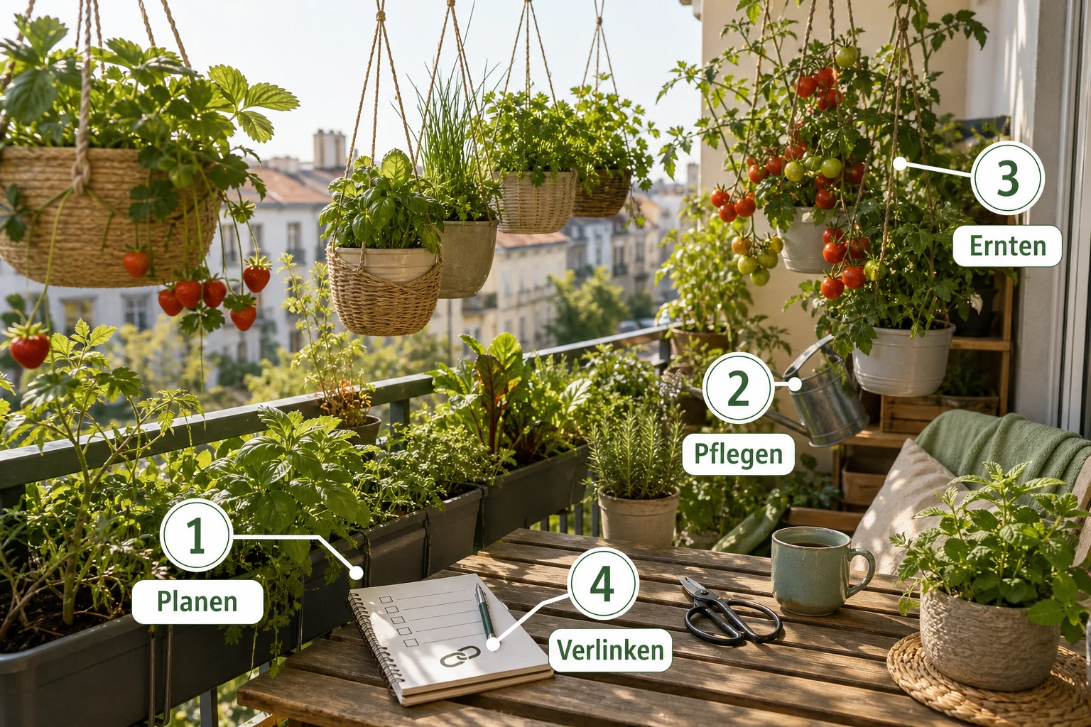 Infografik: Fazit und nächste Schritte - Hängende Pflanzen Balkon Gemüse Kräuter: Anleitung, Tipps und häufige Fehler