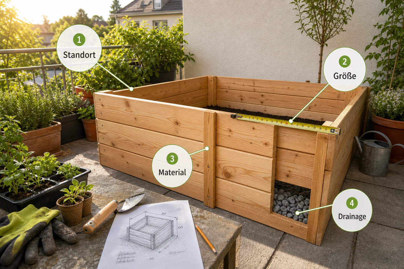Infografik: Voraussetzungen, Standort und richtige Planung - Hochbeet Anlegen Größe Standort Material: Anleitung, Tipps und häufige Fehler