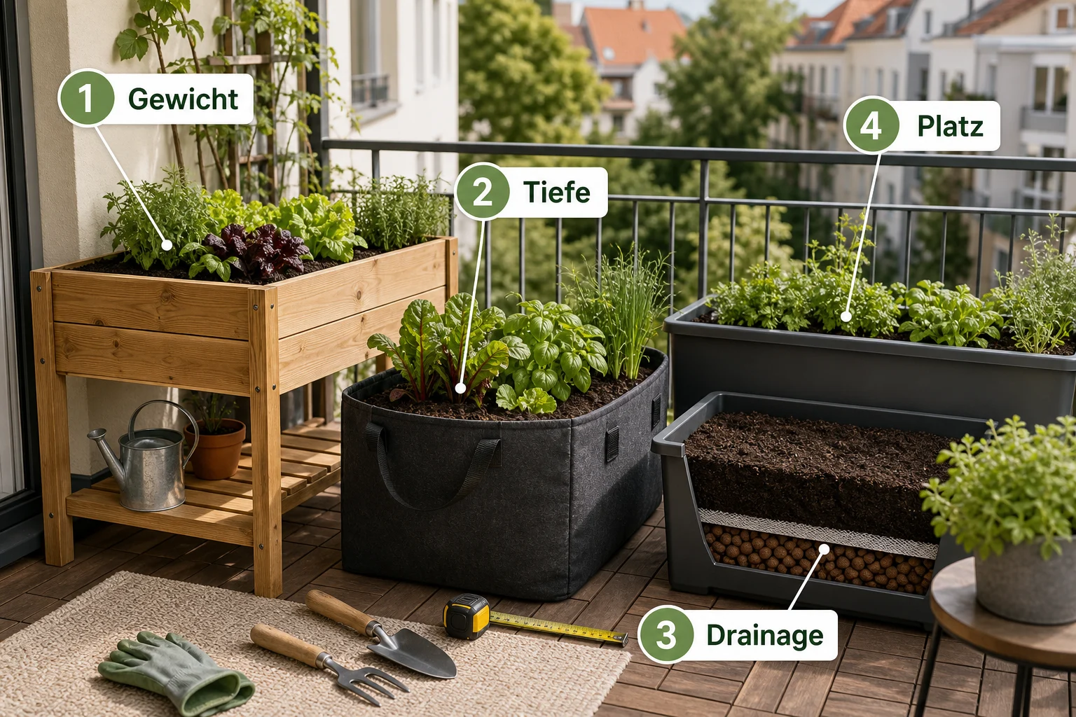 Infografik: Auswahlkriterien für Hochbeet & Container - Hochbeet Balkon Selber Bauen Anleitung: Schritt-für-Schritt erklärt