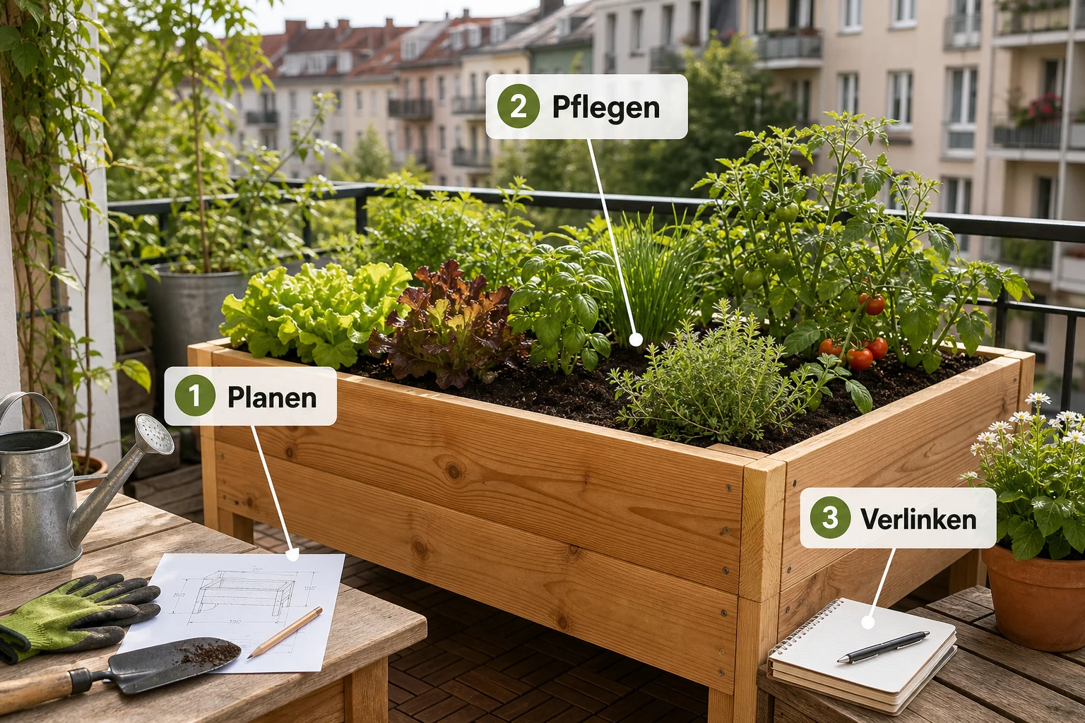 Infografik: Fazit und nächste Schritte - Hochbeet Balkon Selber Bauen Anleitung: Schritt-für-Schritt erklärt