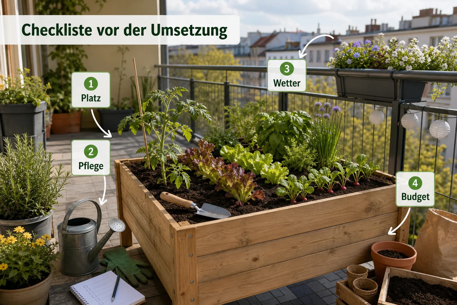 Infografik: Checkliste vor der Umsetzung - Hochbeet Bepflanzen Plan Anfänger Gemüse: Anleitung, Tipps und häufige Fehler