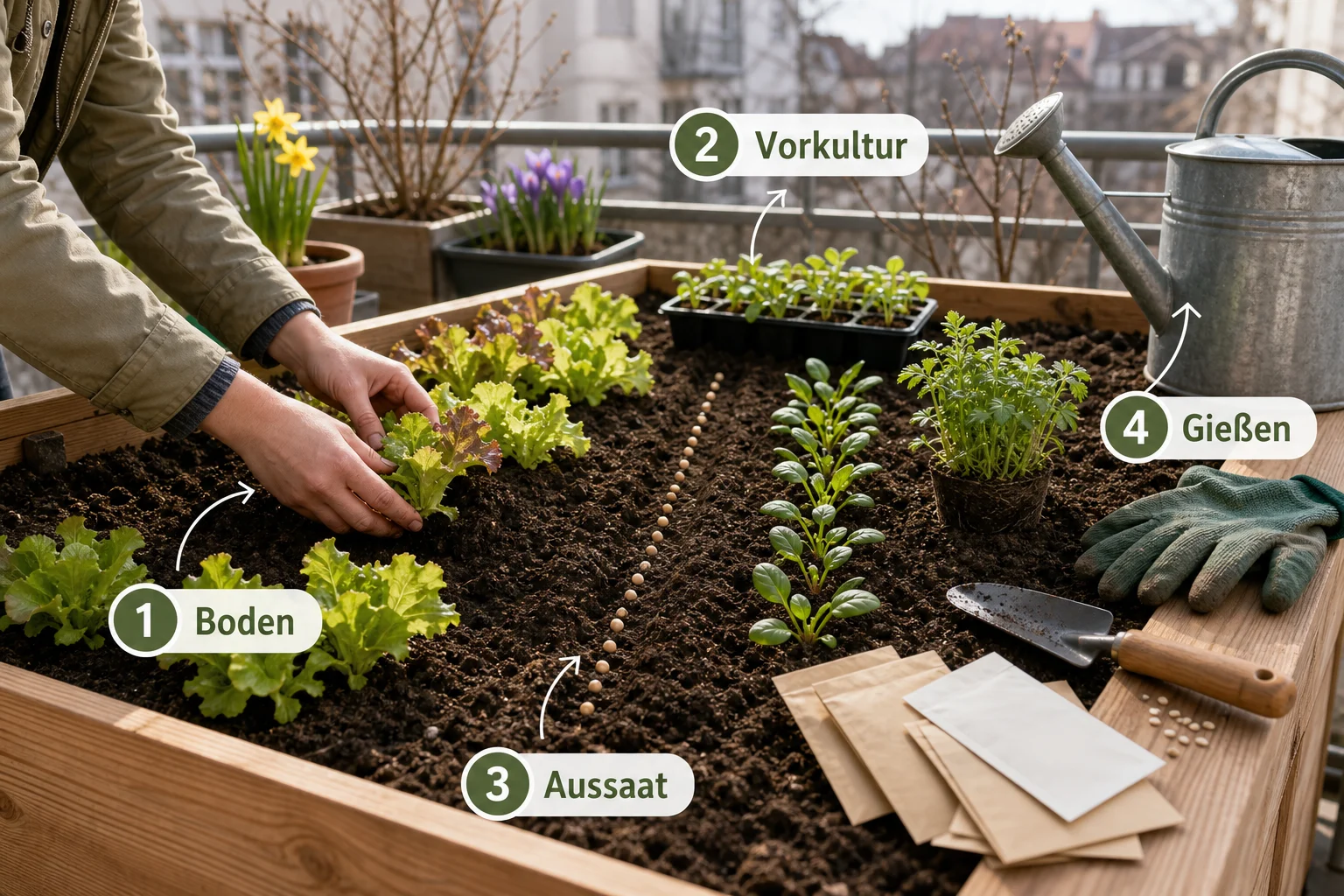 Infografik: Schritt-für-Schritt-Anleitung - Hochbeet Frühling Bepflanzen Zeitplan: Anleitung, Tipps und häufige Fehler