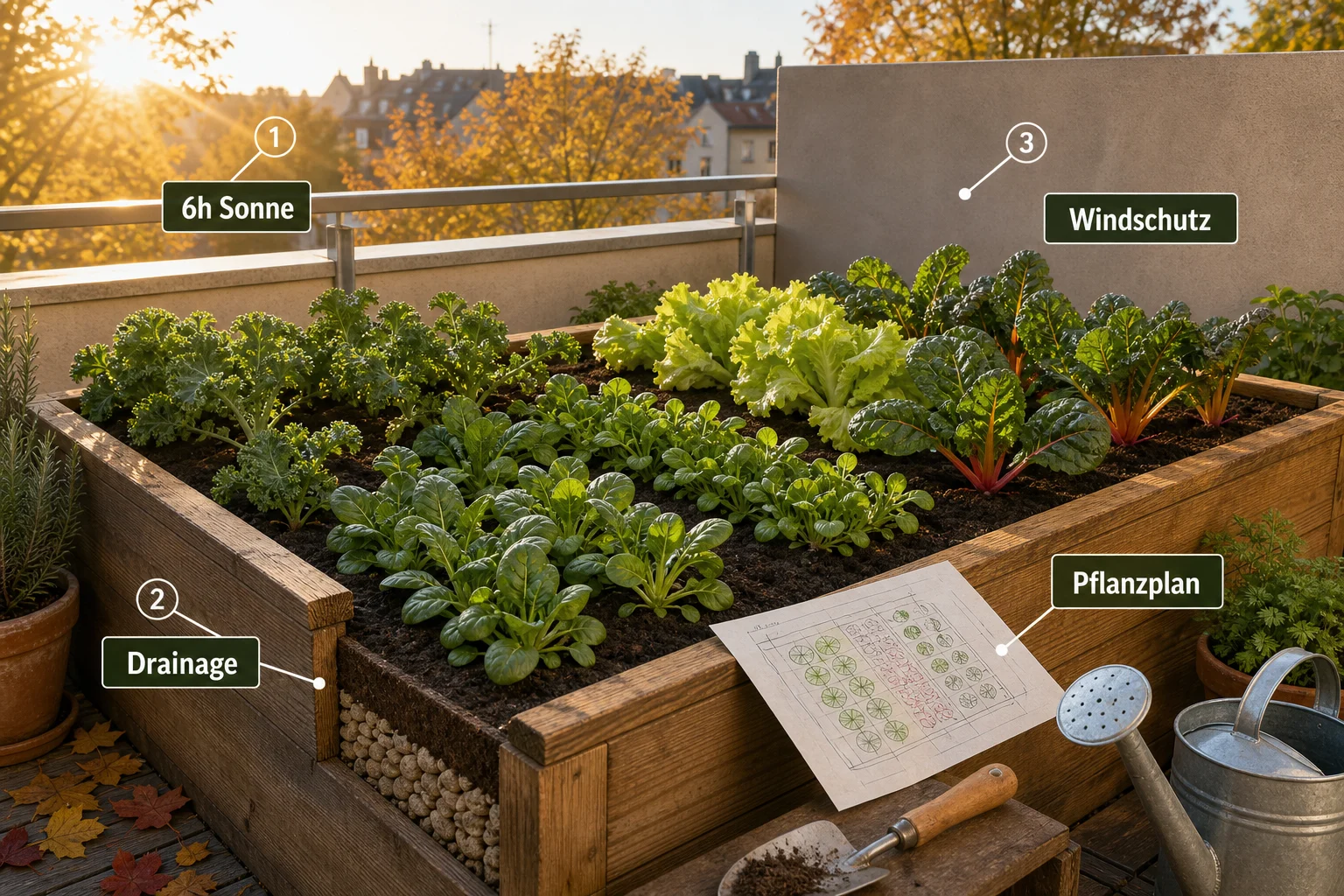 Infografik: Voraussetzungen, Standort und richtige Planung - Hochbeet Herbst Bepflanzen Wintergemüse: Anleitung, Tipps und häufige Fehler