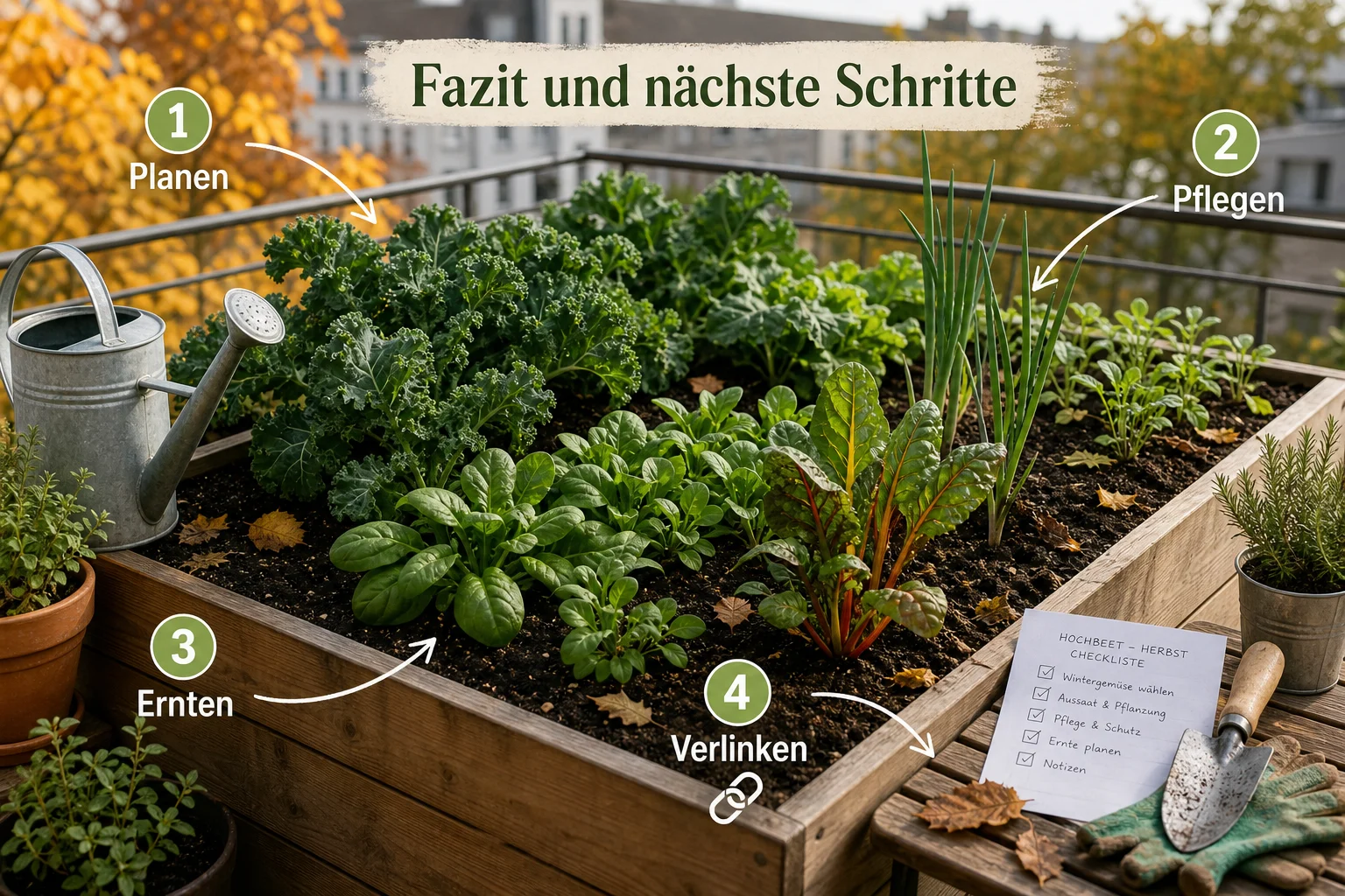 Infografik: Fazit und nächste Schritte - Hochbeet Herbst Bepflanzen Wintergemüse: Anleitung, Tipps und häufige Fehler