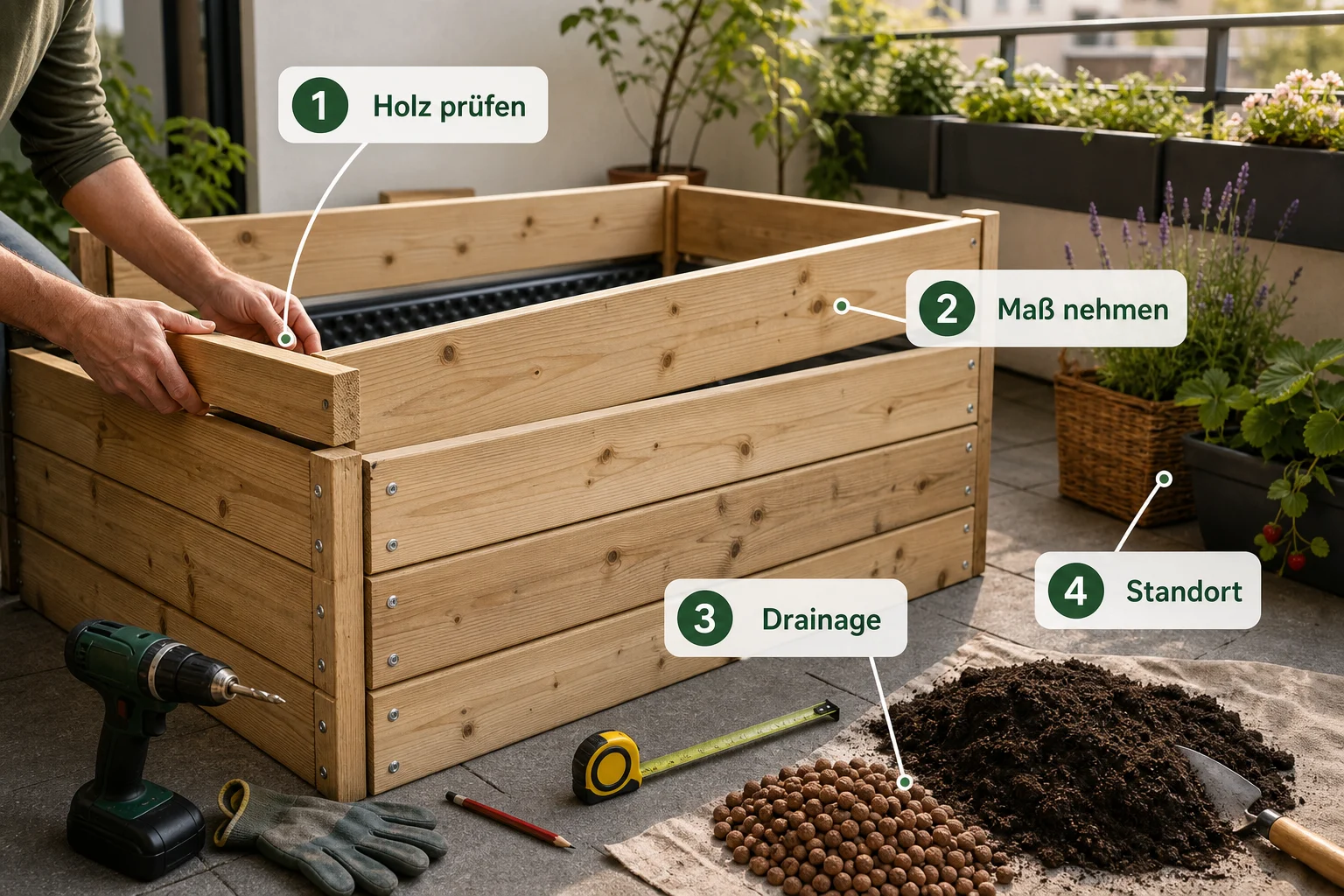 Infografik: Praktische Checkliste - Hochbeet Selber Bauen Holz Anleitung: Schritt-für-Schritt erklärt