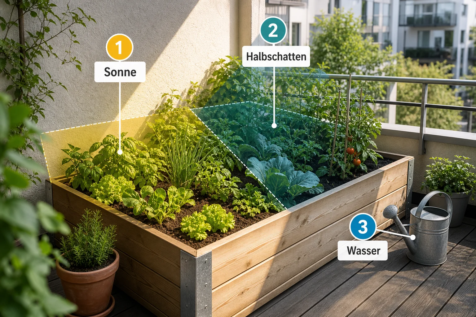 Infografik: Voraussetzungen, Standort und richtige Planung - Hochbeet Standort Wieviel Sonne: Anleitung, Tipps und häufige Fehler