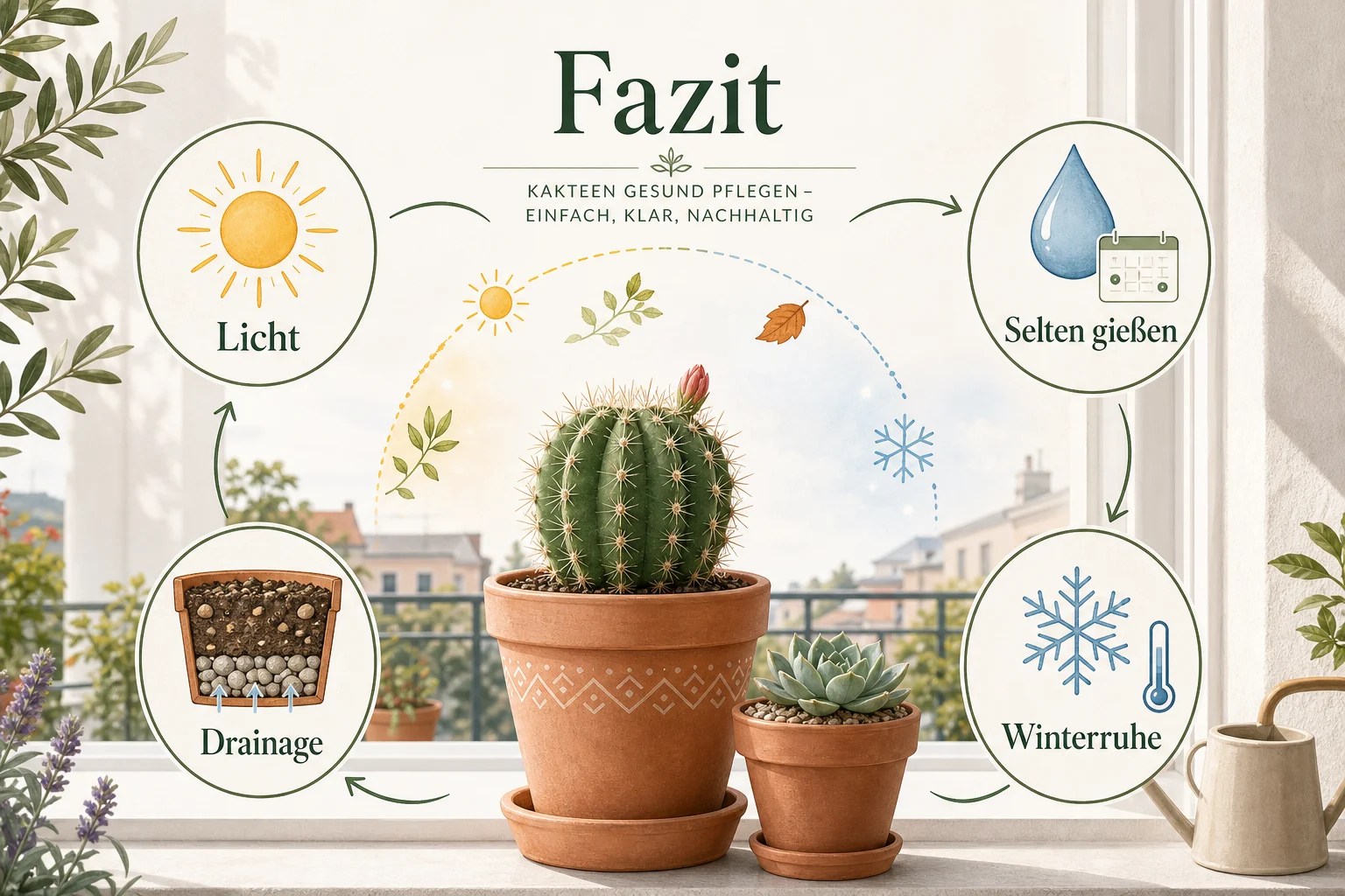 Infografik: Fazit - Kakteen Pflege Gießen Überwintern: Anleitung, Tipps und häufige Fehler