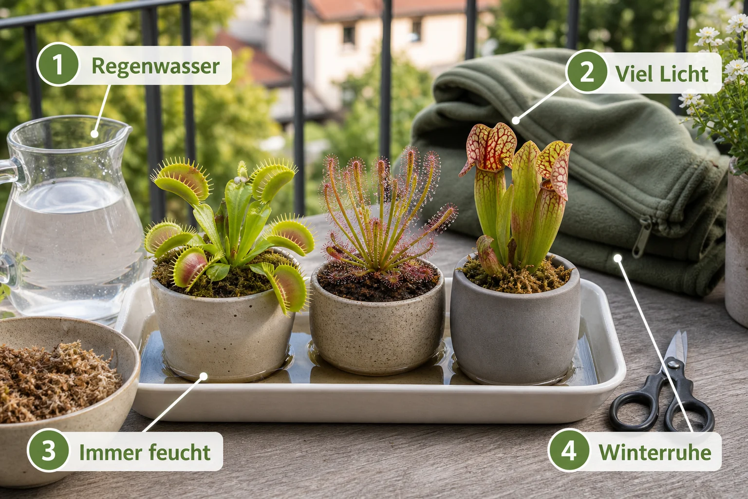 Erklärbild: Pflege, Timing und saisonale Besonderheiten - Karnivoren Pflege Anfänger Arten: Anleitung, Tipps und häufige Fehler