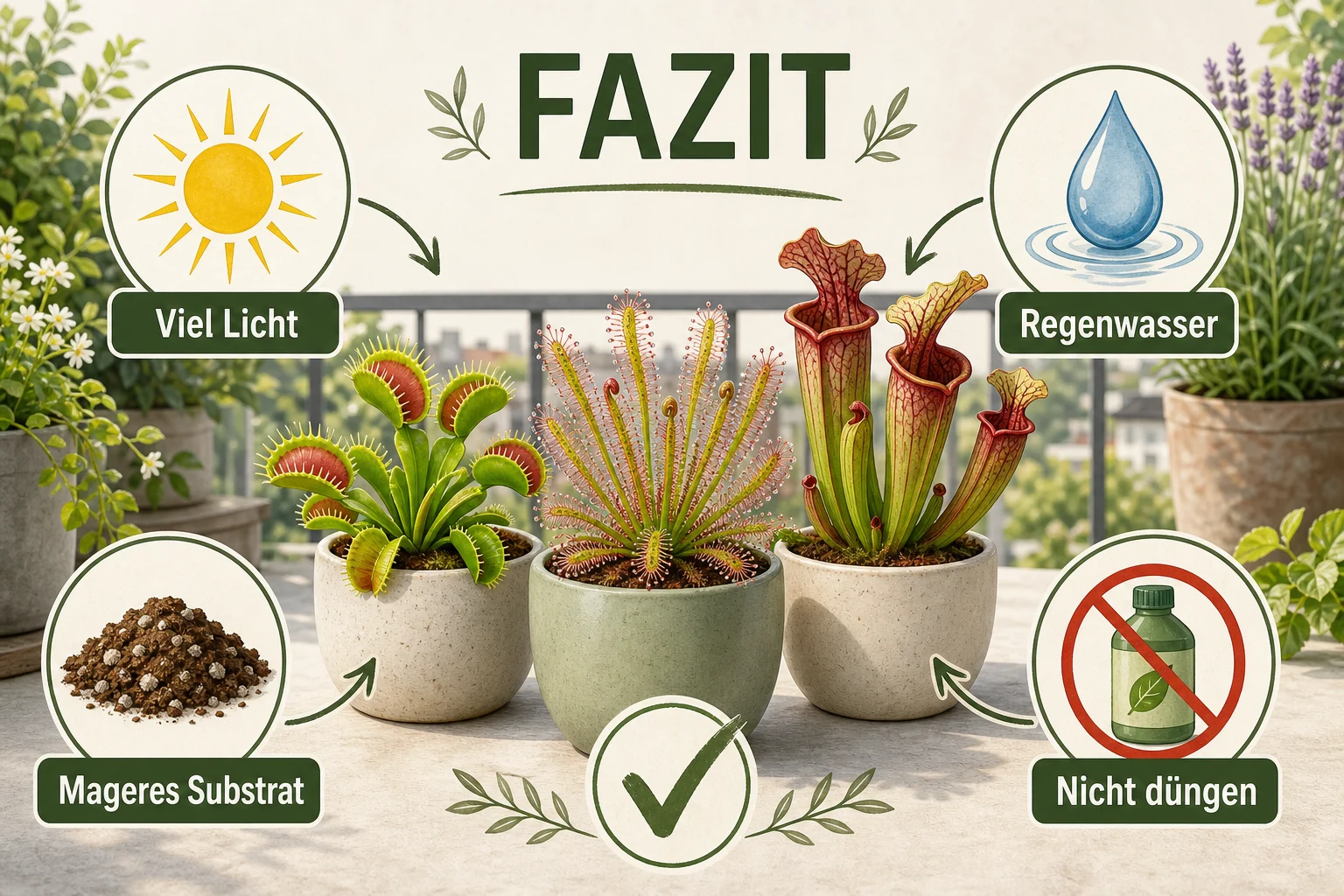 Infografik: Fazit - Karnivoren Pflege Anfänger Arten: Anleitung, Tipps und häufige Fehler