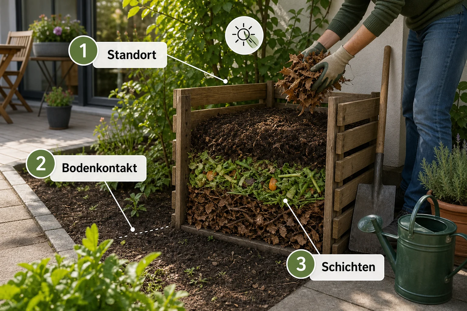 Infografik: Voraussetzungen, Standort und richtige Planung - Kompost Anlegen Schritt Für Schritt: Schritt-für-Schritt erklärt