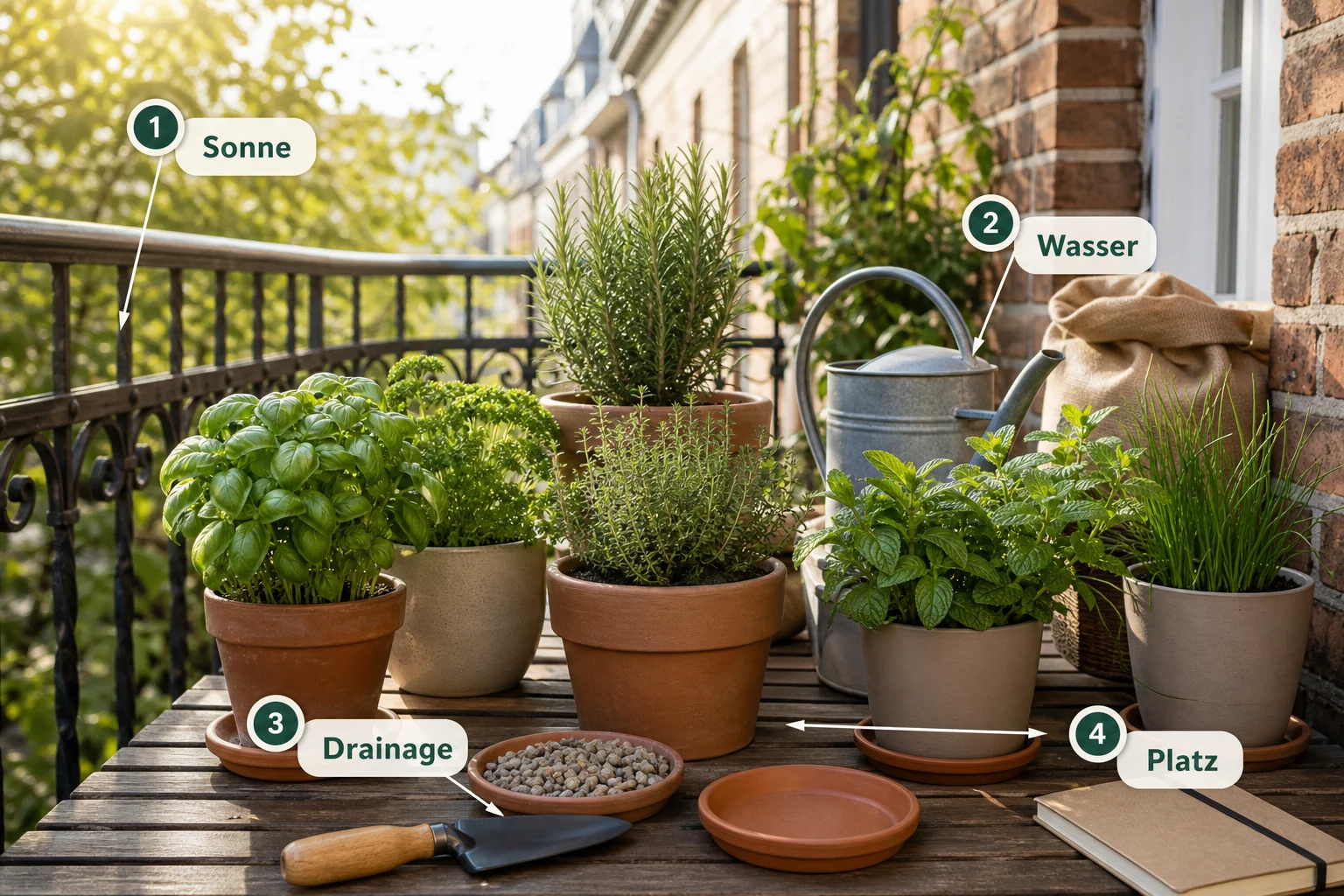 Infografik: Voraussetzungen, Standort und richtige Planung - Kräutergarten Anlegen Anfänger Balkon: Anleitung, Tipps und häufige Fehler