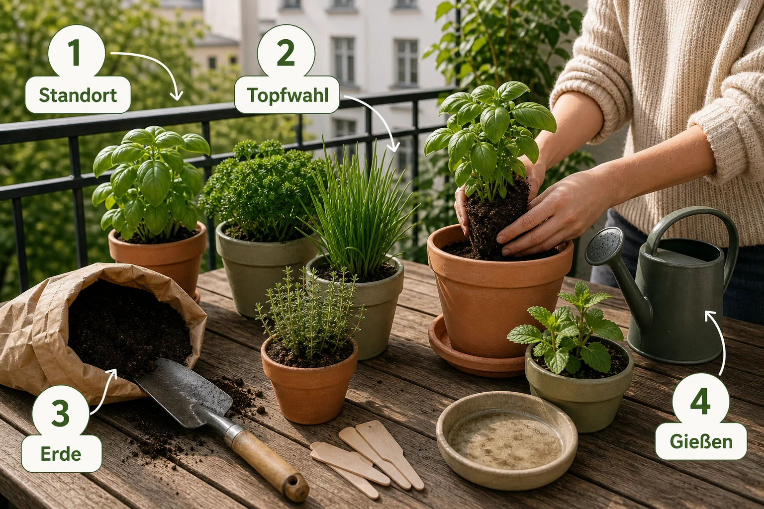 Infografik: Schritt-für-Schritt-Anleitung - Kräutergarten Anlegen Anfänger Balkon: Anleitung, Tipps und häufige Fehler