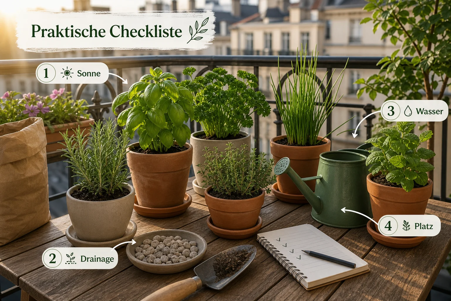 Infografik: Praktische Checkliste - Kräutergarten Anlegen Anfänger Balkon: Anleitung, Tipps und häufige Fehler