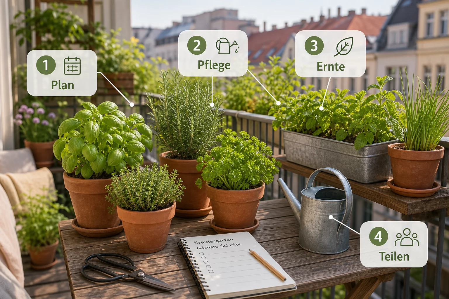 Infografik: Fazit und nächste Schritte - Kräutergarten Anlegen Anfänger Balkon: Anleitung, Tipps und häufige Fehler