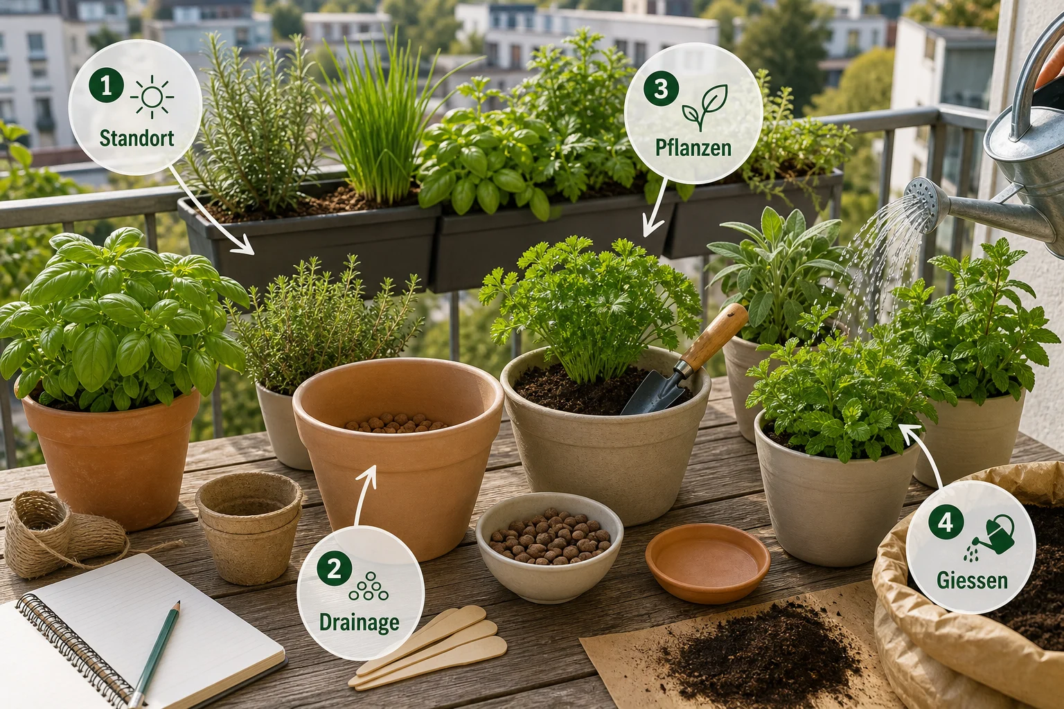 Infografik: Schritt-für-Schritt-Anleitung - Kräutergarten Balkon Welche Kräuter: Anleitung, Tipps und häufige Fehler