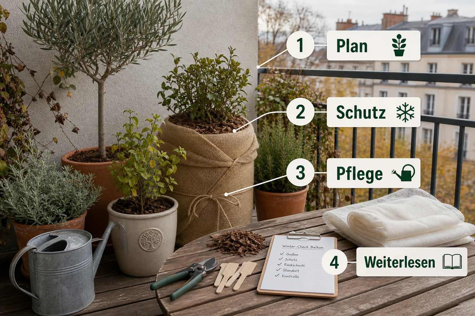 Infografik: Fazit und nächste Schritte - Kübelpflanzen Balkon Winterfest Machen: Anleitung, Tipps und häufige Fehler