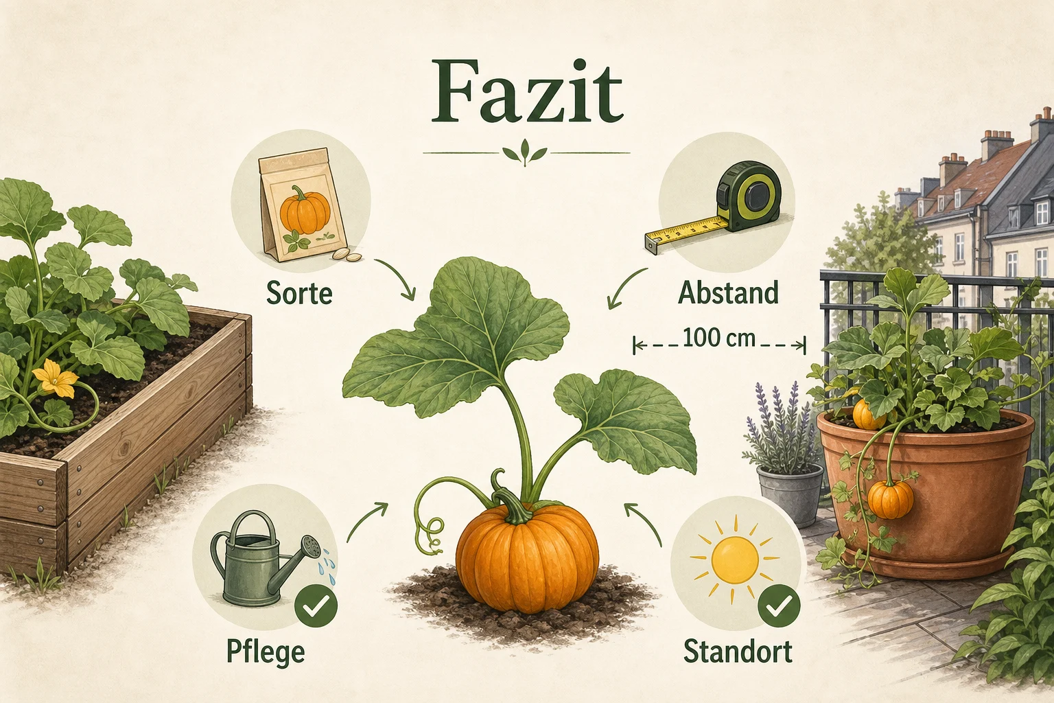 Infografik: Fazit - Kürbis Pflanzen Abstand Sorte Anfänger: Anleitung, Tipps und häufige Fehler