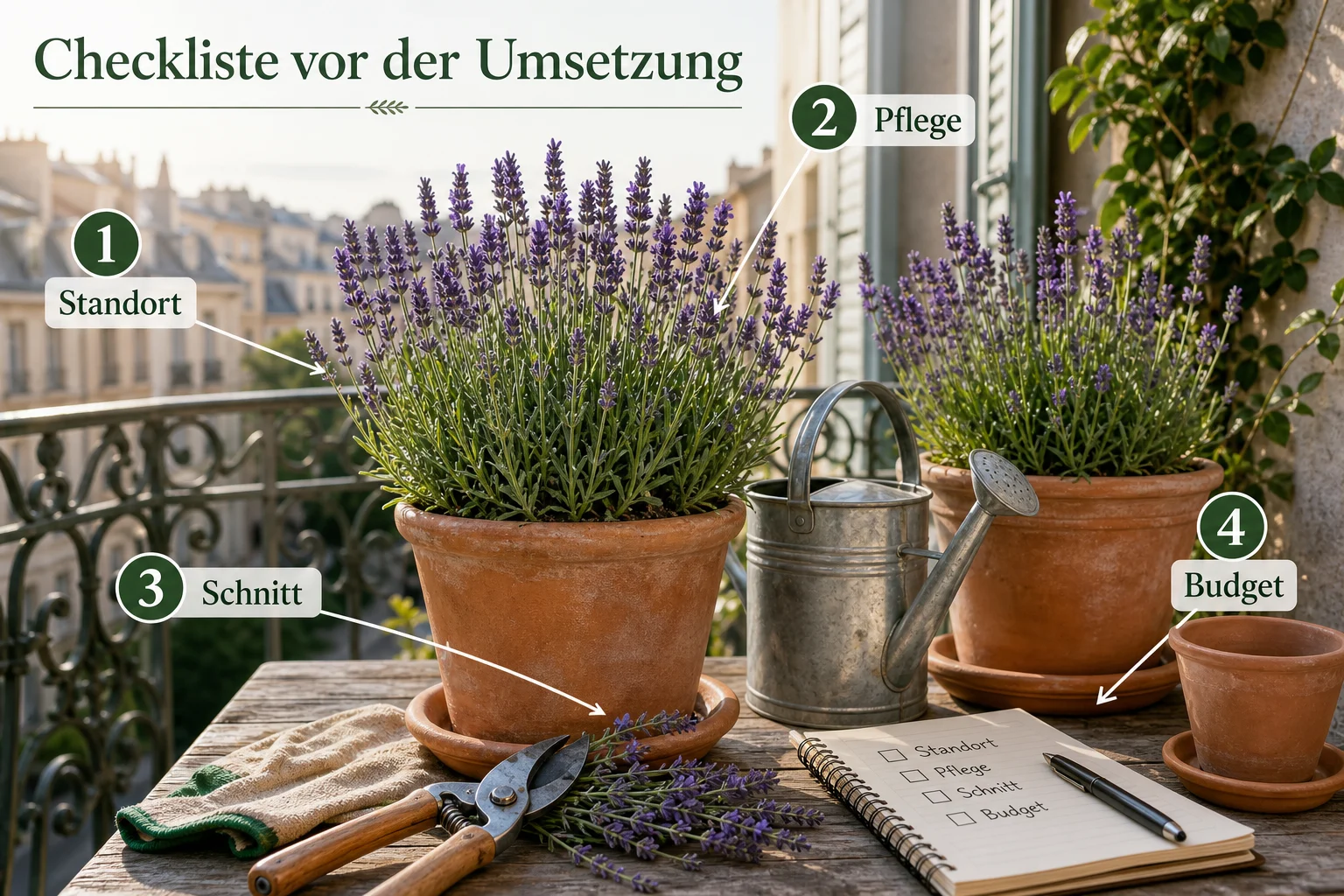 Infografik: Checkliste vor der Umsetzung - Lavendel Pflege Schneiden Standort: Anleitung, Tipps und häufige Fehler