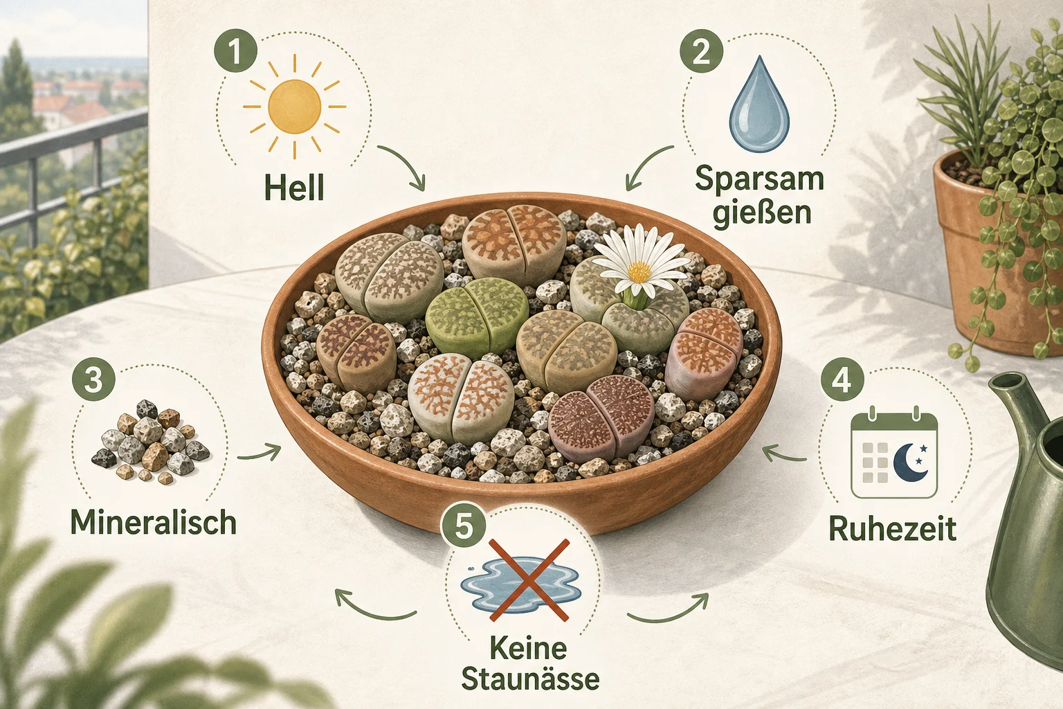 Infografik: Praktische Checkliste - Lithops Pflege Lebende Steine: Anleitung, Tipps und häufige Fehler