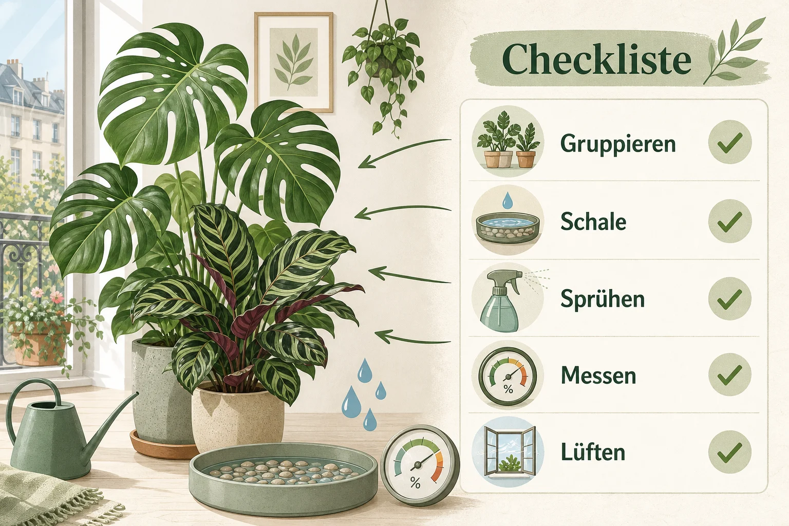 Infografik: Praktische Checkliste - Luftfeuchtigkeit Zimmerpflanzen Erhöhen Tipps: Anleitung, Tipps und häufige Fehler