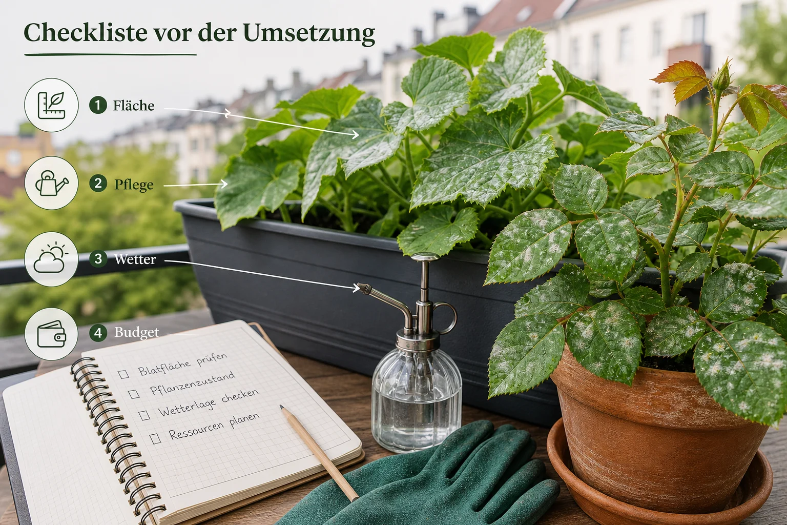 Infografik: Checkliste vor der Umsetzung - Mehltau Bekämpfen Pflanzen Hausmittel: erkennen, vorbeugen und lösen