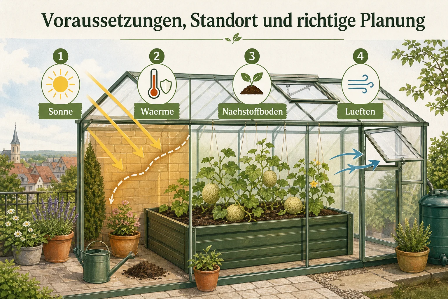 Infografik: Voraussetzungen, Standort und richtige Planung - Melonen Anbauen Deutschland Gewächshaus: Anleitung, Tipps und häufige Fehler