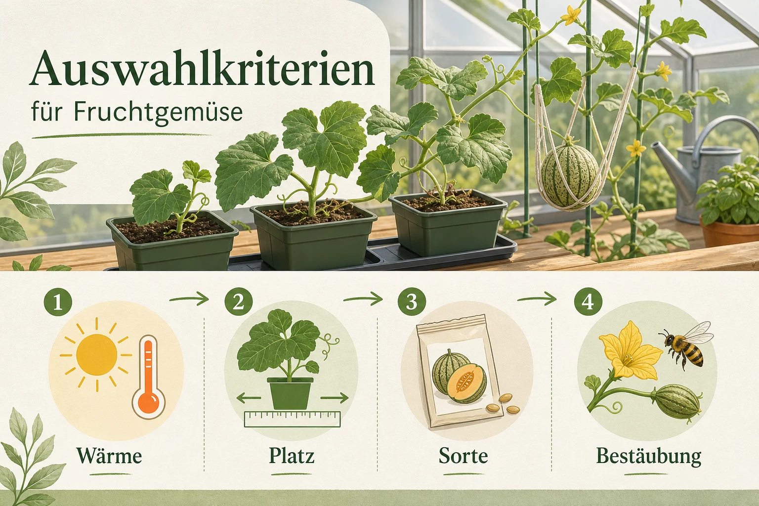 Infografik: Auswahlkriterien für Fruchtgemüse - Melonen Anbauen Deutschland Gewächshaus: Anleitung, Tipps und häufige Fehler